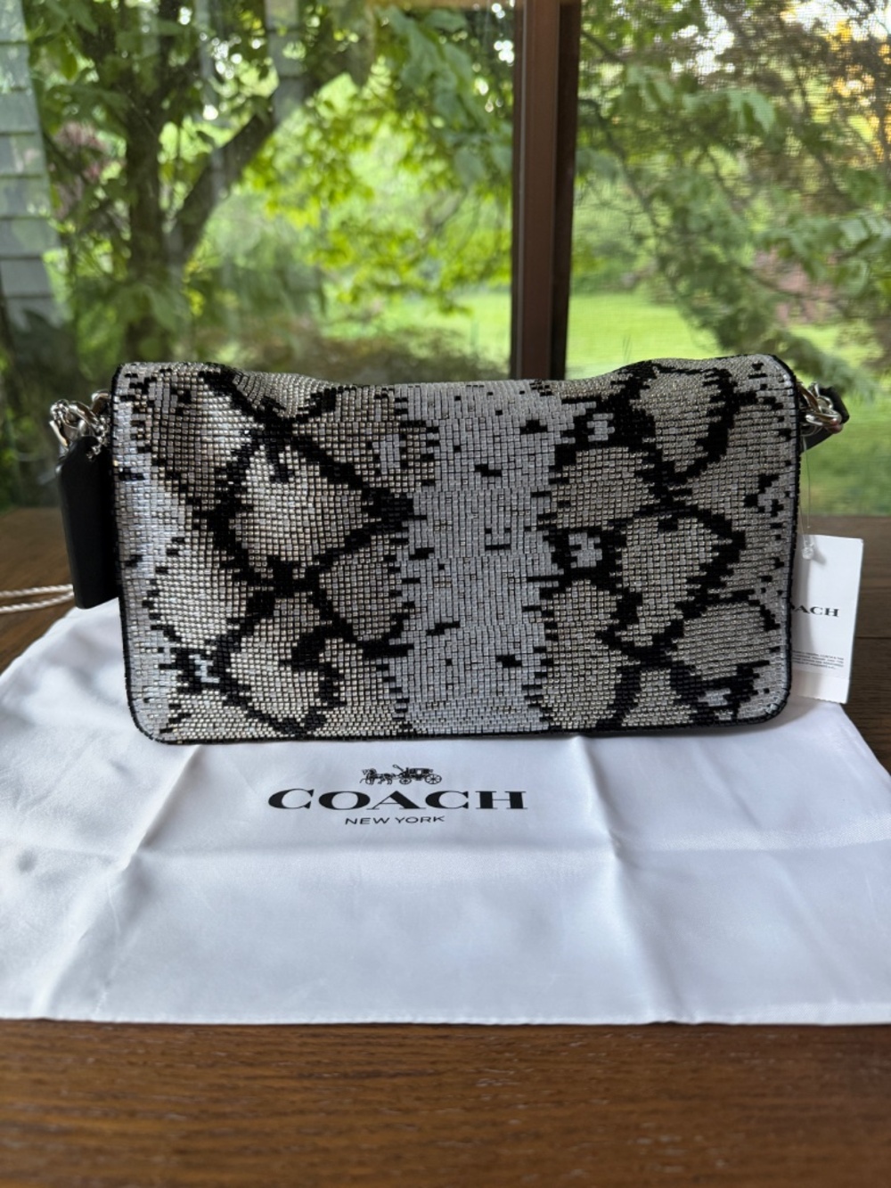Tabby Snake Shoulder Bag 26 With Beaded Snake & Coach Umbrella Bundle Authentic - Picture 3 of 16